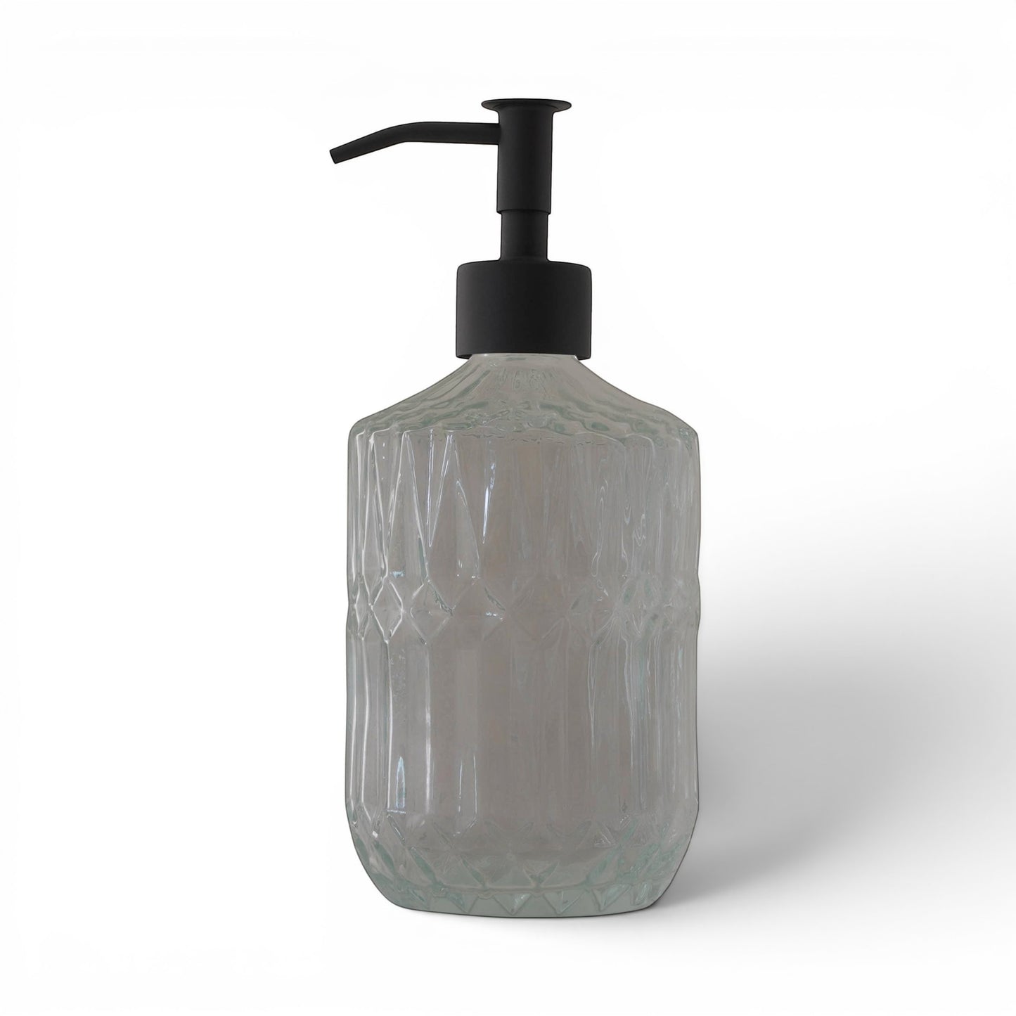 Slim Pump Crystalline Pattern Glass Liquid Soap Dispenser