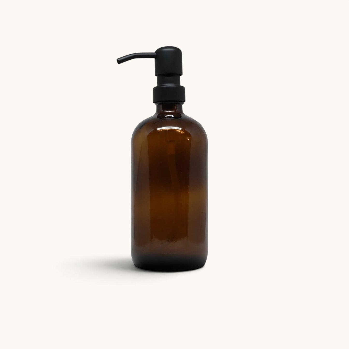 Amber Glass 16oz Liquid Soap Dispenser & Metal Pump