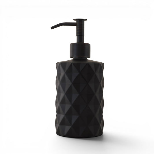 Textured Clear Glass + Matte Black Stainless Pump Bottle