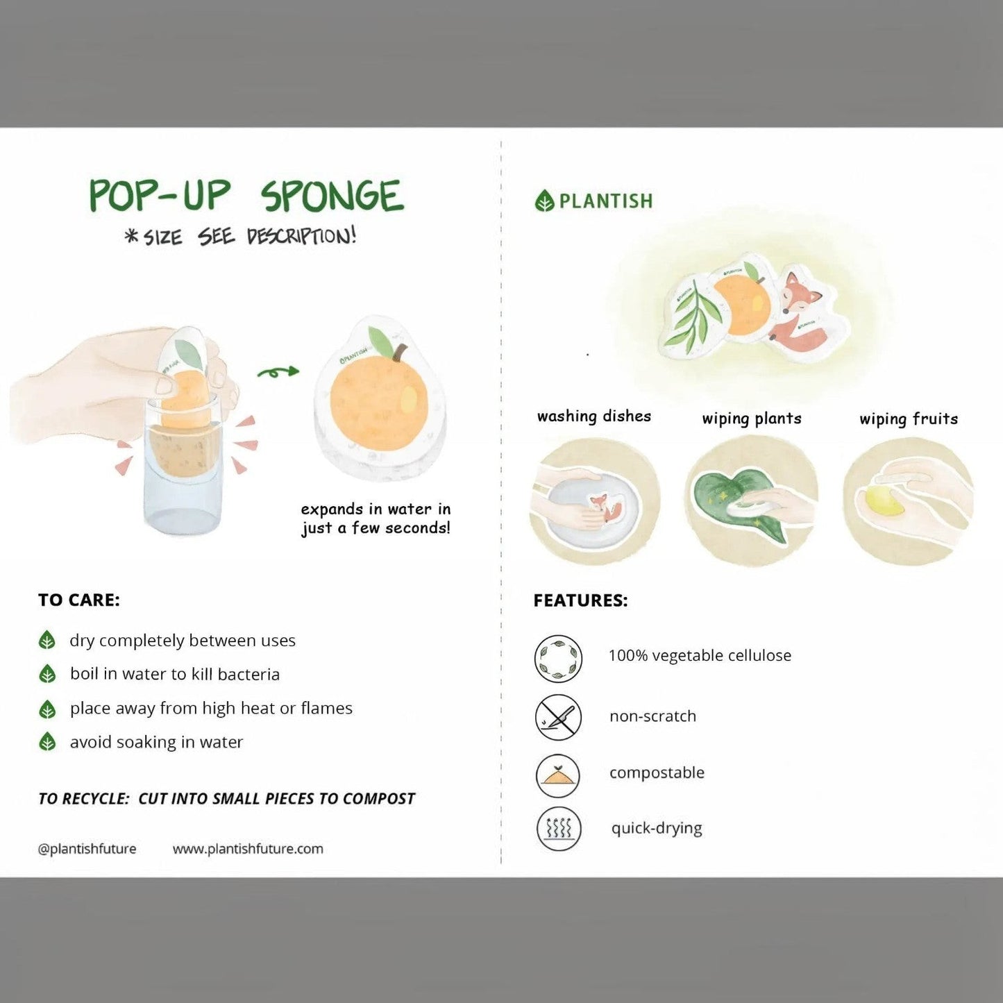 Plantish. Set of 3 - Pop up Sponges