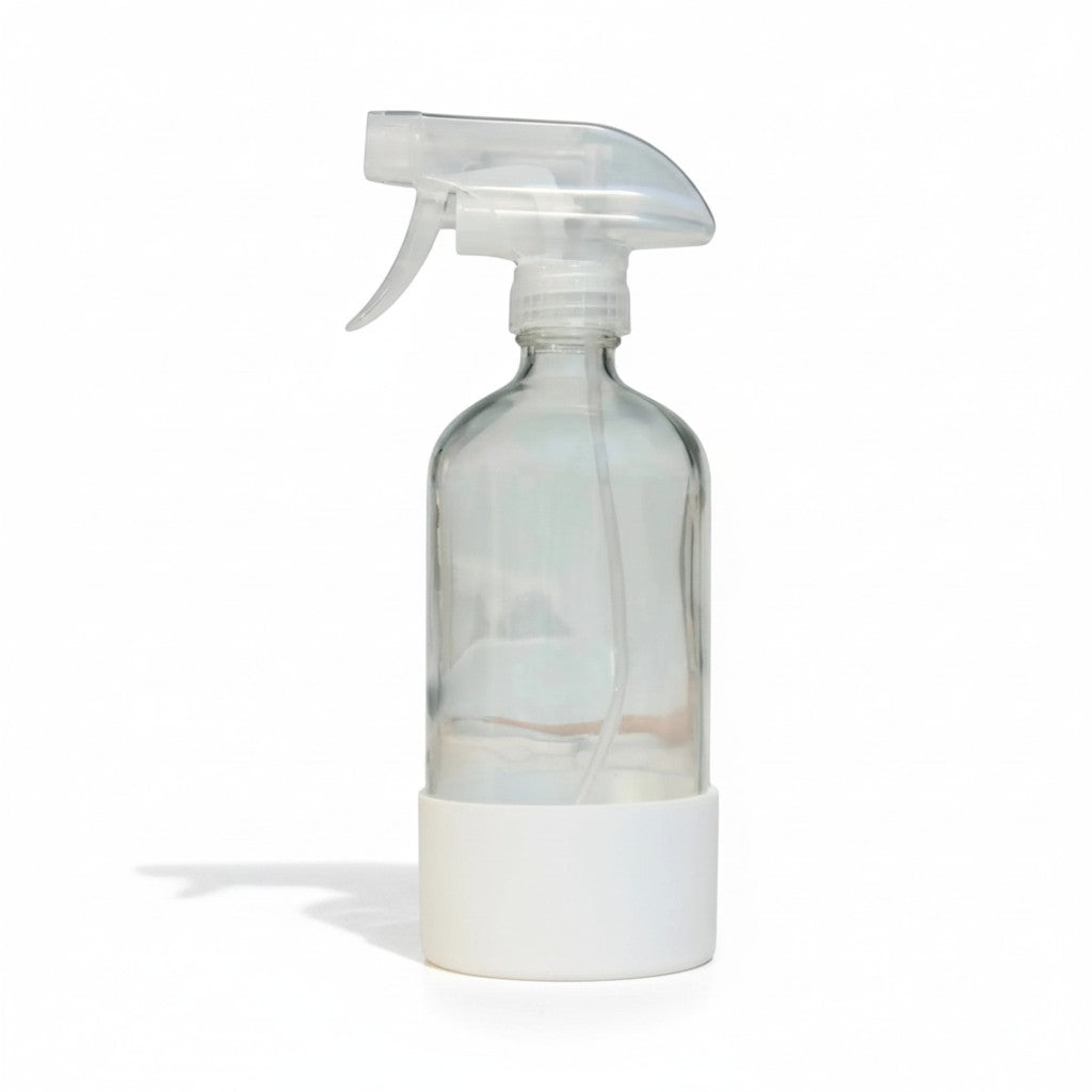 Premium Glass Spray Bottle with No-Slip Sleeve + Multi-Spray Tablet