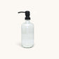 Bubble Gallery 2 pack of 16oz clear glass soap dispensers with matte black metal pumps for kitchen or bathroom use
