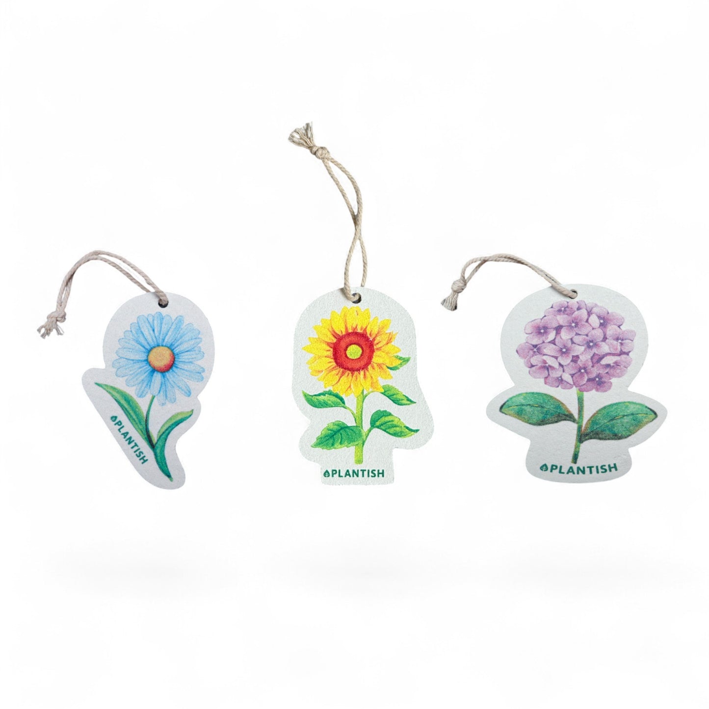 Bubble Gallery set of three floral pop-up sponges featuring blue daisy, yellow sunflower, and purple hydrangea designs.