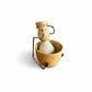 Bubble Gallery natural bamboo shaving brush with synthetic bristles and matching stand for lathering and drying.