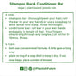 Bubble Gallery instructional graphic for Rebalancing Shampoo and Conditioner Bar Set with usage and care tips.