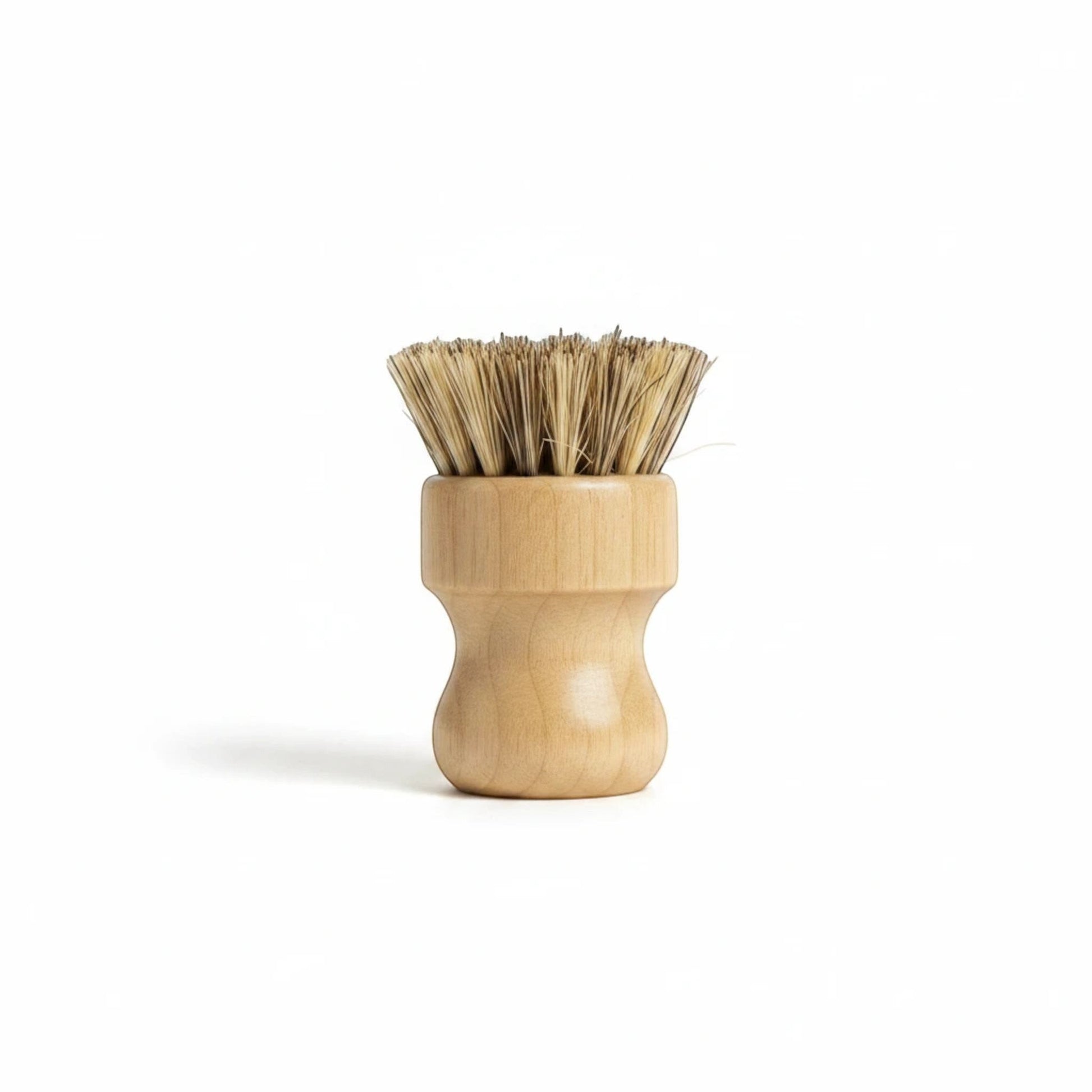 Bubble Gallery sustainable sisal and palm pot scrubber with a natural bamboo handle for heavy-duty kitchen cleaning