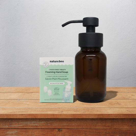 Amber Glass Foamer Bottle + Naturebee Foam Soap Tablet Pack