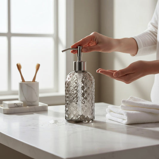Slim Pump Diamond Lattice Glass Liquid Soap Dispenser